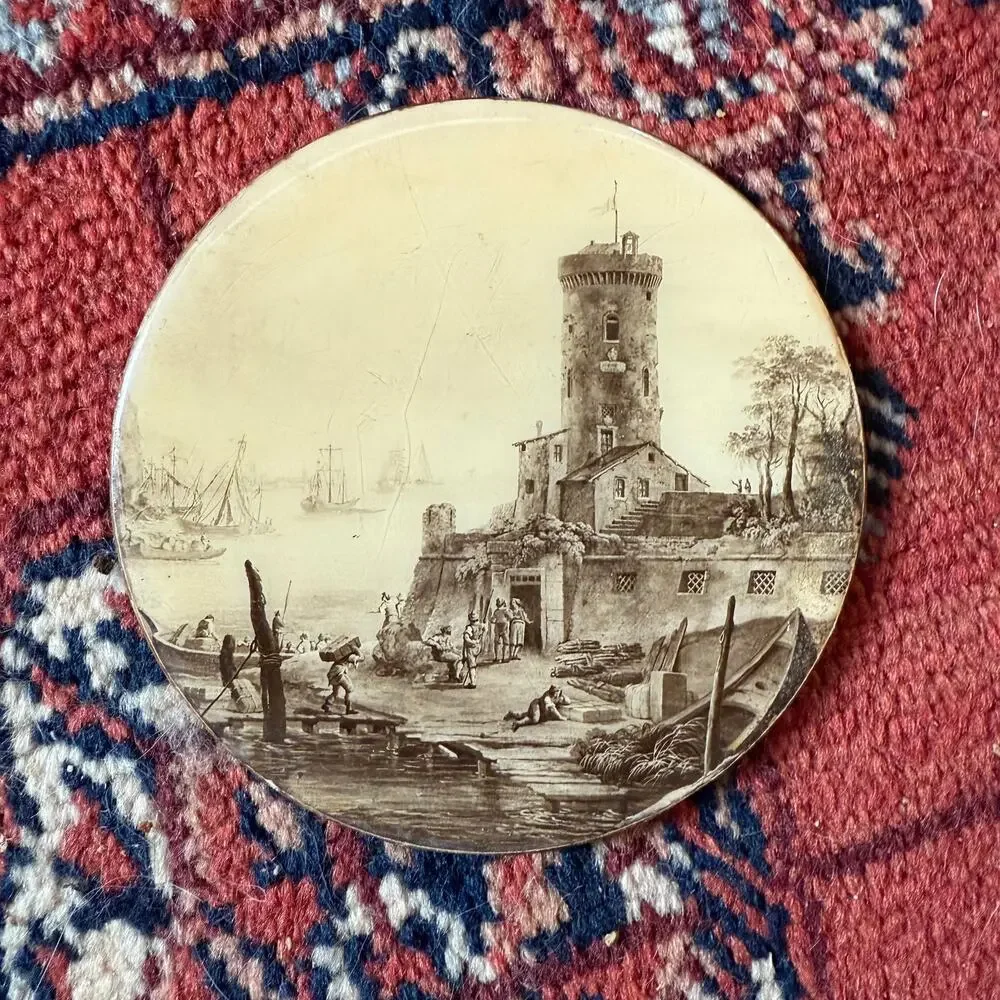 RARE Vintage Round Coasters Sepia Scenes‎ of Antiquity Set of 4 CLEAN CONDITION